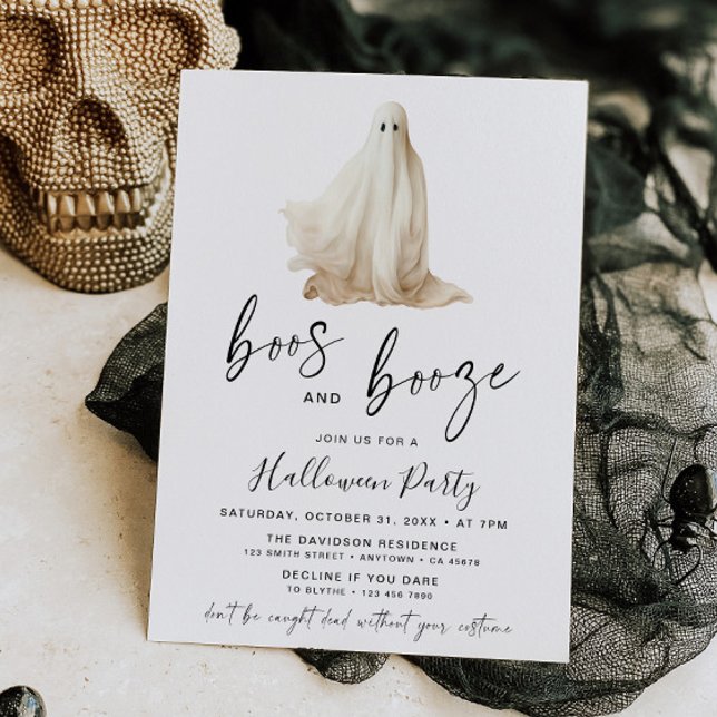 Boos and Booze Halloween Party Invitation Ghost Einladung (Von Creator hochgeladen)