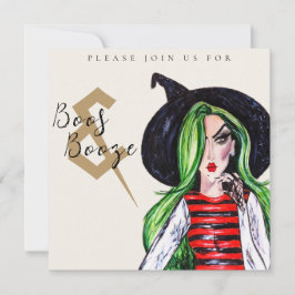 Boos and Booze Halloween Witch Party Invitation Einladung