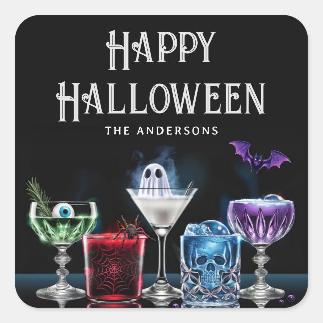 Boos & Boost Extravaganter Cocktail nach Maß Quadratischer Aufkleber (Vorderseite)