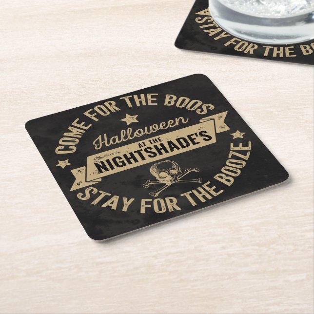 Boos & Boost Vintager Schädel | Halloween Custom Rechteckiger Pappuntersetzer (angewinkelt)