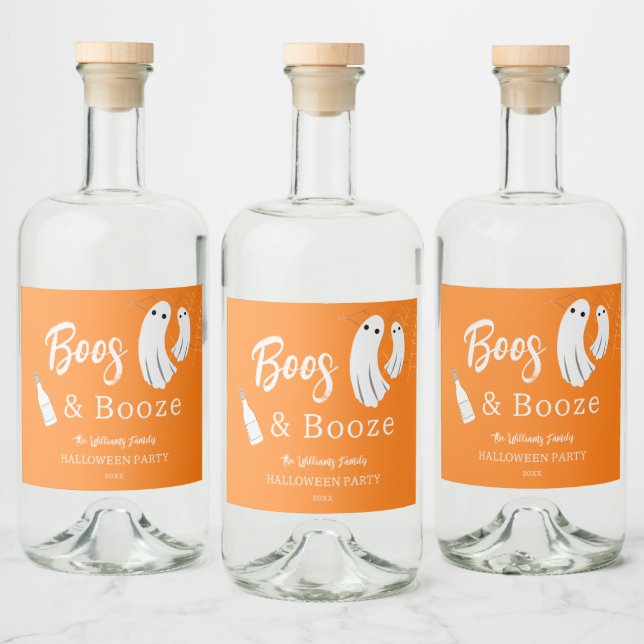 Boos & Booze Adult Halloween Orange Einladung Alkoholflaschenetikett (Flaschen)