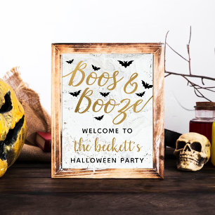 Boos & Booze Adult Halloween-Party Begrüßungszeich Poster