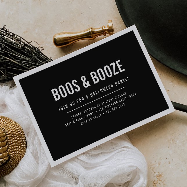Boos & Booze Adult Halloween-Party Einladung (Von Creator hochgeladen)