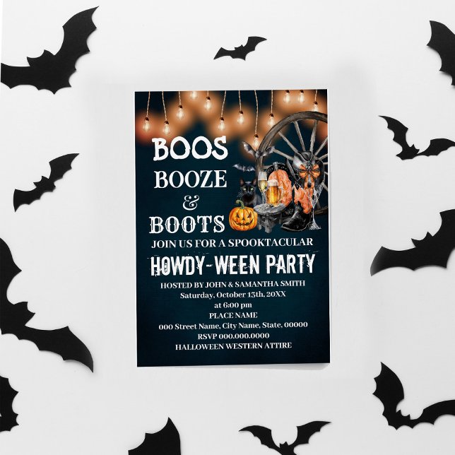 Boos Booze & Boots Western Halloween Bash Einladung (Von Creator hochgeladen)