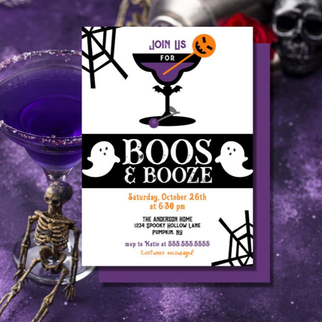 Boos & Booze Erwachsene Halloween-Party Einladung (Von Creator hochgeladen)
