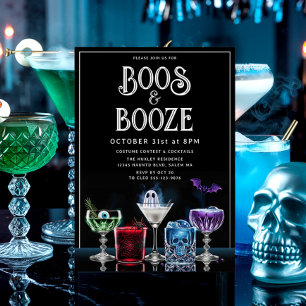 Boos & Booze Fancy Cocktail Einladung mit individu