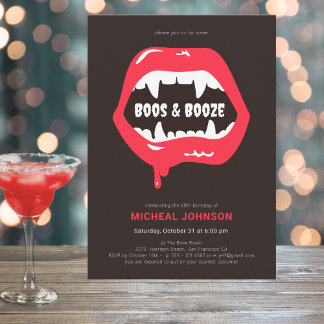 Boos & Booze Fun Halloween 60. Geburtstagsparty Einladung