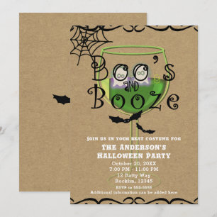 Boos & Booze Geister & Fledermäuse Kraft Halloween Einladung