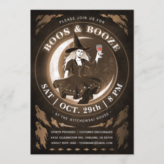 Boos & Booze Halloween-Einladungen Einladung