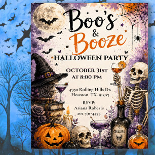 Boo's & Booze Halloween-Feierparty Einladung