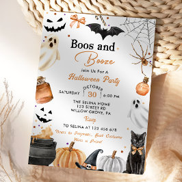 Boos & Booze Halloween-Party Pumpkin Einladung