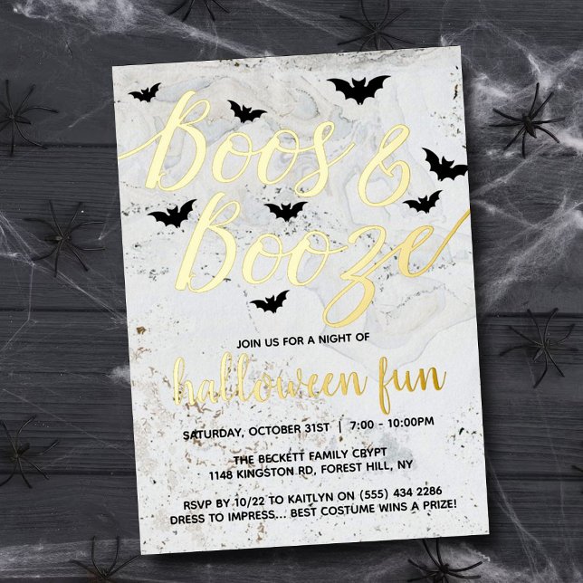 Boos & Booze Halloween-Party Real Folieneinladung (Von Creator hochgeladen)