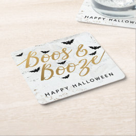 Boos & Booze Halloween-Party Rechteckiger Pappuntersetzer