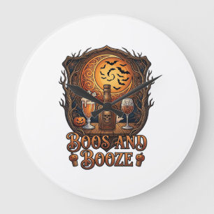 Boos Booze Halloween-Totenkopf-Flasche Bier Wein F Große Wanduhr