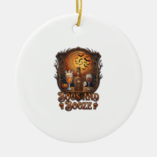 Boos Booze Halloween-Totenkopf-Flasche Bier Wein F Keramik Ornament