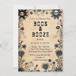 Boos & Booze I Spookoky Blume Halloween-Party Einladung