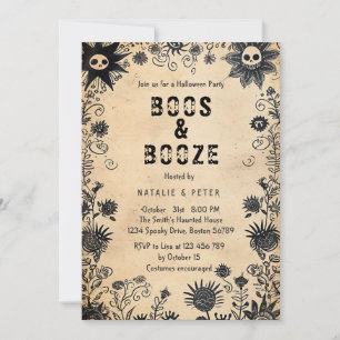 Boos & Booze I Spookoky Blume Halloween-Party Einladung