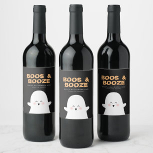 Boos & Boozed Halloween Niedlich Ghost Wine Label Weinetikett
