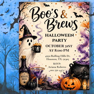 Boo's & Brews Halloween-Cocktailparty Einladung