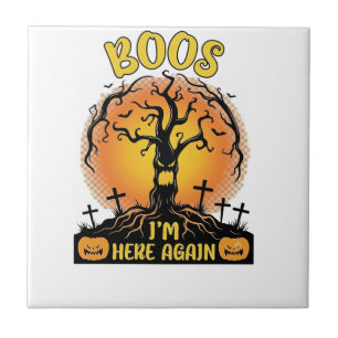 Boos ich bin wieder da Halloween Gruseliger Baum K Fliese