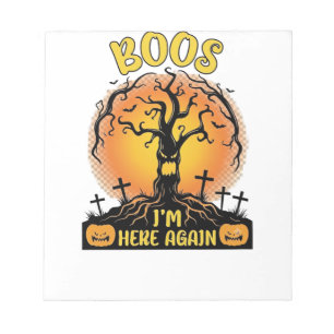 Boos ich bin wieder da Halloween Gruseliger Baum K Notizblock
