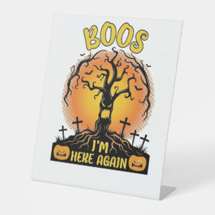 Boos ich bin wieder da Halloween Gruseliger Baum K Sockelschild