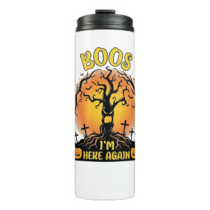 Boos ich bin wieder da Halloween Gruseliger Baum K Thermosbecher