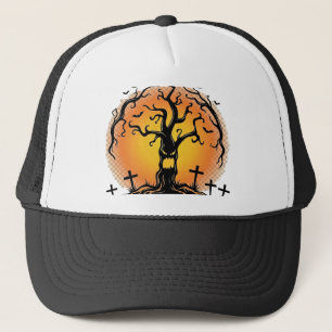Boos ich bin wieder da Halloween Gruseliger Baum K Truckerkappe