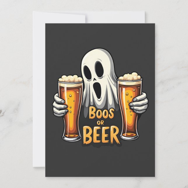 Boos oder Biere Funny Oktoberfest Halloween Ghost Einladung (Vorderseite)