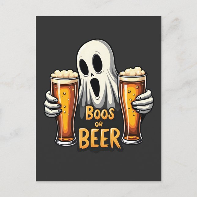 Boos oder Biere Funny Oktoberfest Halloween Ghost Postkarte (Vorderseite)