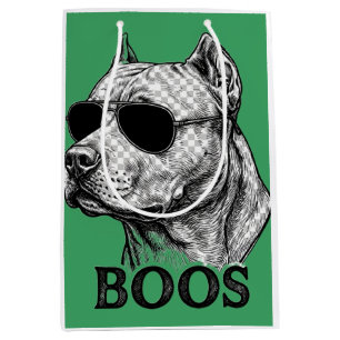 BOOS Pitbull mit Sonnenbrille Tinten-Skizzen-Tatto Mittlere Geschenktüte