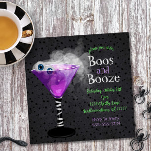 Boos und Booze Adulf Halloween Cocktail Party Einladung