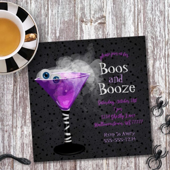 Boos und Booze Adulf Halloween Cocktail Party Einladung (Von Creator hochgeladen)