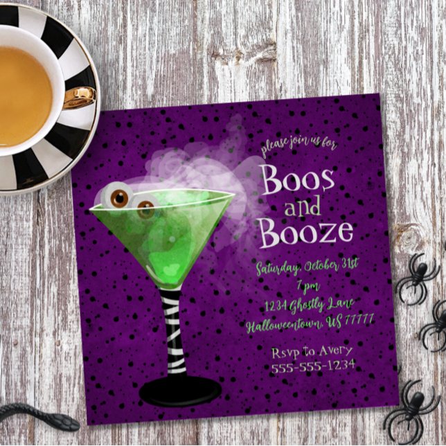 Boos und Booze Adulf Halloween Cocktail Party Einladung (Von Creator hochgeladen)