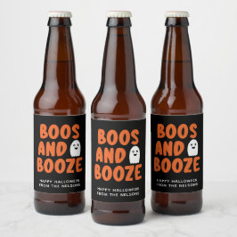Boos und Booze Adult Halloween Ghost Black Bierflaschenetikett