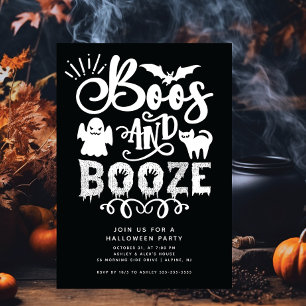 Boos und Booze Adult Halloween-Party Einladung