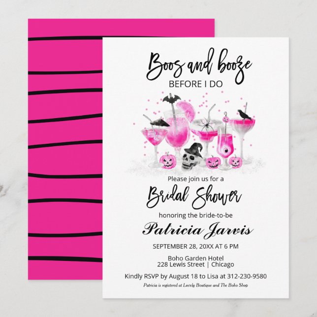 Boos und Booze, bevor ich Halloween-Brautparty Einladung (Vorne/Hinten)