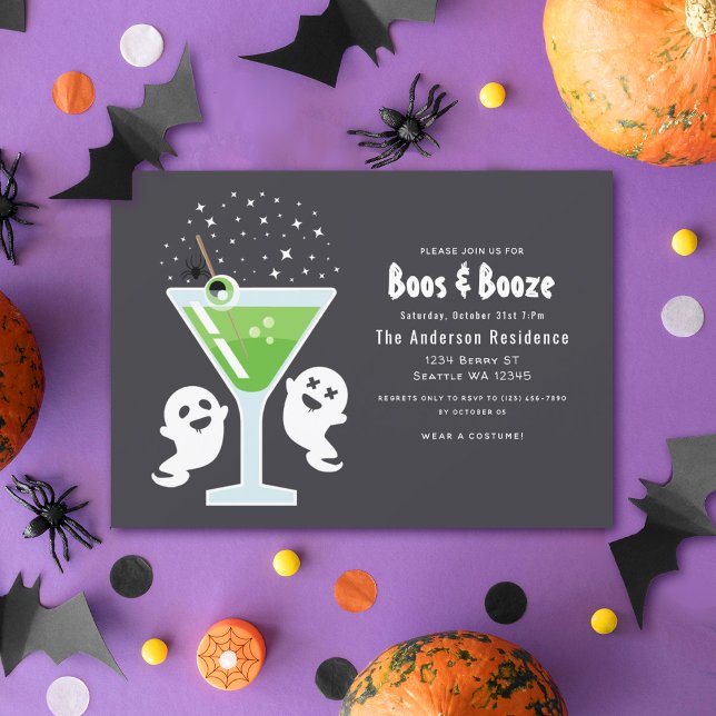 Boos und Booze Cocktail Halloween-Party Einladung (Von Creator hochgeladen)