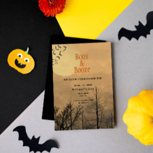 Boos und Booze Dusk Dark Woods Halloween-Party Einladung