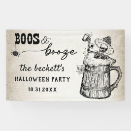 Boos und Booze Ghost-Halloween-Party Banner