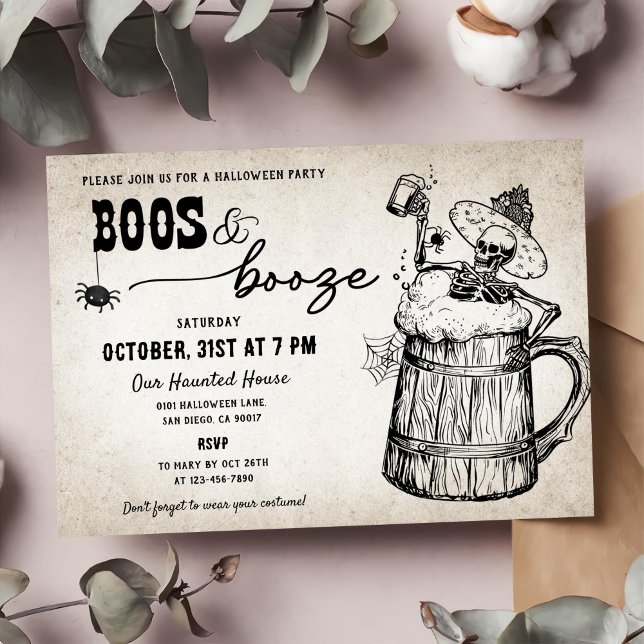 Boos und Booze Ghost-Halloween-Party Einladung (Von Creator hochgeladen)