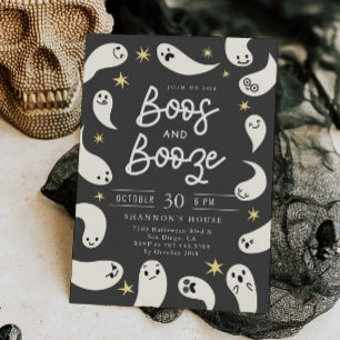 Boos und Booze Ghosts Halloween-Party Einladung