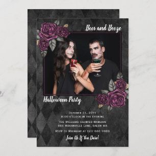 Boos und Booze Gothic Rose Foto Halloween Einladung