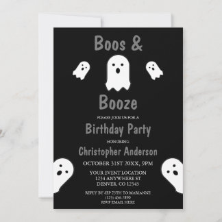 Boos und Booze Halloween Geburtstagsparty Einladung