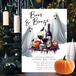 Boos und Booze-Halloween-Party Einladung