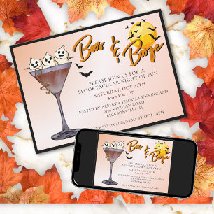 Boos und Booze-Halloween-Party Einladung
