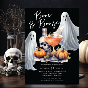 Boos und Booze-Halloween-Party Einladung
