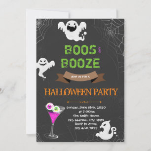 Boos und Booze Halloween-Party Einladung
