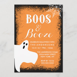 Boos und Booze-Halloween-Party Einladung
