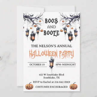 Boos und Booze Halloween-Party Einladung